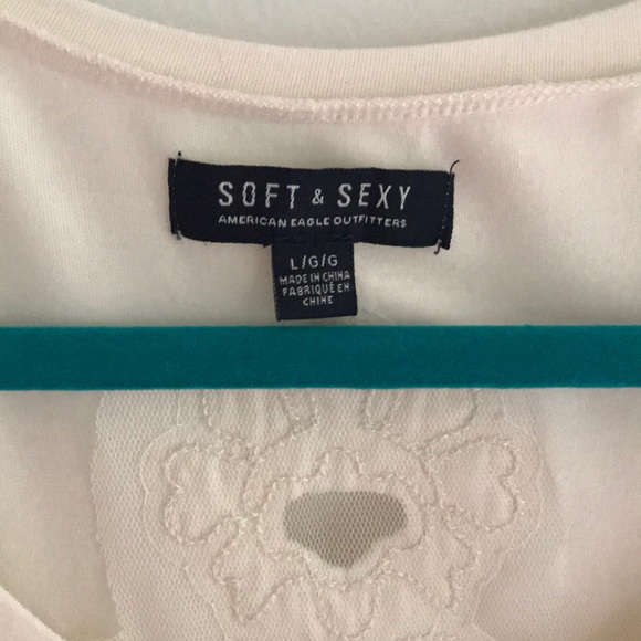 AE Soft & Sexy Long Tee, Large, Cream with Detail - Picture 2 of 4